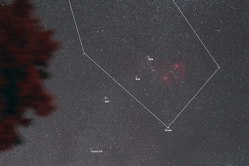 Location of Comet 21P/Gliacobini-Zinner traversing Messier 35